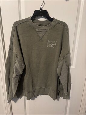 aerie Washed Olive Green Pullover Crewneck Sweatshirt Halloween Ghost